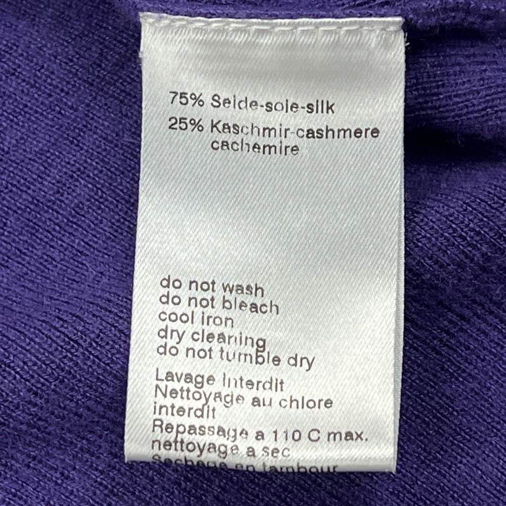 Akris Punto Cardigan Women's 10 Purple Cashmere Silk Button Short Sleeve Sweater - Picture 8 of 11